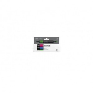 Pennarelli Winsor&Newton Promarker doppia punta fine-larga - conf. 3 toni vibranti - verde, blu, rosso - 0290193