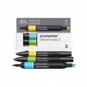 Pennarelli Winsor&Newton Promarker doppia punta fine-larga - conf. 3 toni vibranti giallo, azzurro, verde 0290194