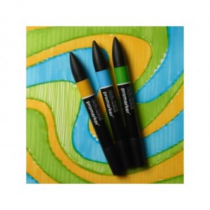 Pennarelli Winsor&Newton Promarker doppia punta fine-larga - conf. 3 toni vibranti giallo, azzurro, verde 0290194