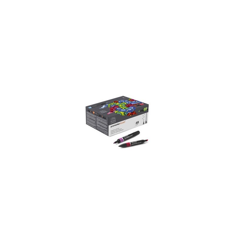 Pennarelli Winsor&Newton Promarker Brush doppia punta scalpello-pennello - conf. 48 pz colori assortiti - 0290080