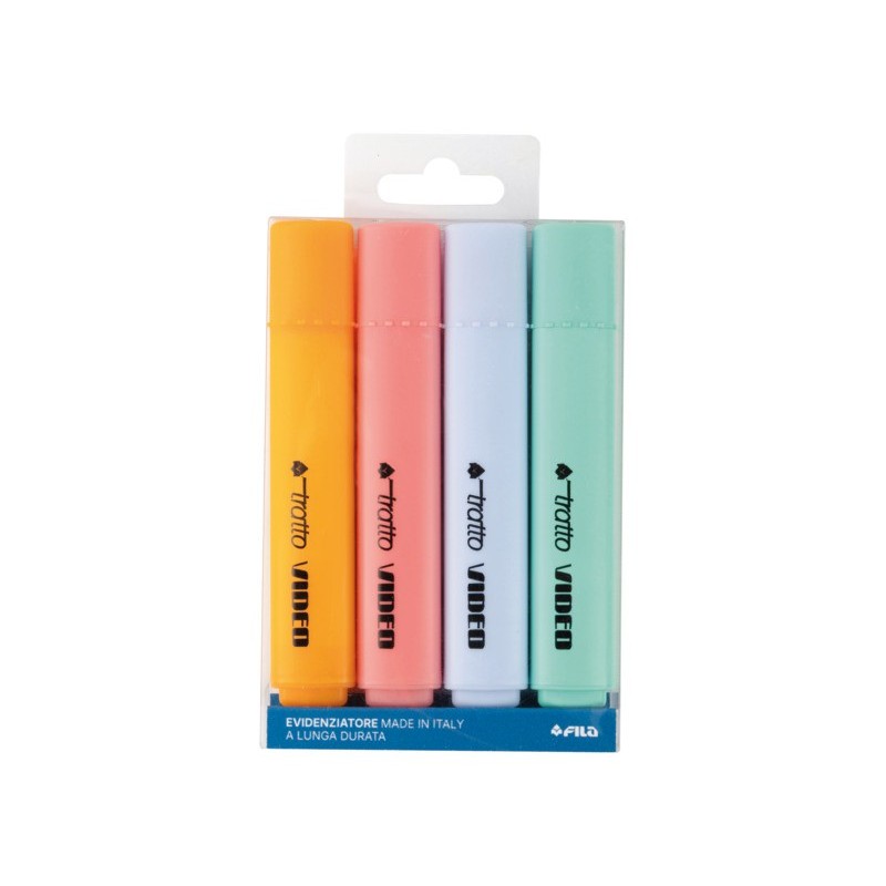 Evidenziatori Tratto Video Pastel conf. 4 pezzi in astuccio appendibile colori pastello assortiti - F83580100