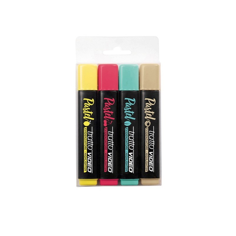 Evidenziatori Tratto Video Pastel conf. 4 pezzi in astuccio appendibile colori pastello assortiti - F83580200