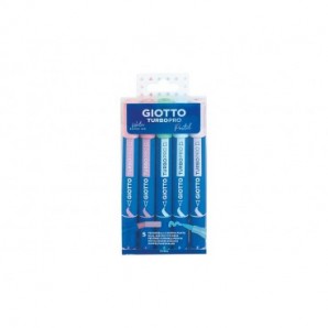 Pennarelli Giotto TurboPro doppia punta scalpello-pennello conf. 5 pz - astuccio appendibile - colori pastello - F428400