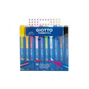 Pennarelli Giotto TurboPro doppia punta scalpello-pennello conf. 10 pz astuccio appendibile - colori assortiti - F428300