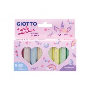 Gomme Giotto Pastel Candy Collection conf. 8 pezzi in astuccio appendibile colori assortiti - F232300