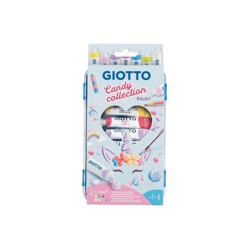 Tempere Giotto Paint Candy Collection 7 tubetti da 12 ml + 1 pennello + 1 matita - colori assortiti - F302300
