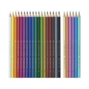 Matite colorate Faber-Castell fusto esagonale in conf. da 18 Classic unicorno + 6 Pastel - 111221