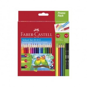 Promo Pack Faber-Castell 18 matite colorate triangolari + 4 matite colorate + 2 matite grafite - 201597