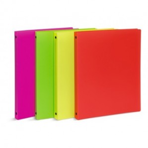 Espositore 12 raccoglitori 4 anelli Lebez in PP - A4 Ø 30 mm - colori neon assortiti - 80980
