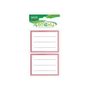 Etichette Lebez 7x5,4 cm - bordo rosso - conf. 10 buste da 12 pezzi - A4094