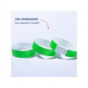 Braccialetti identificativi in Tyvek® Avery resistenti all'acqua - conf. 500 pz - verde fluo - TYVGN-50