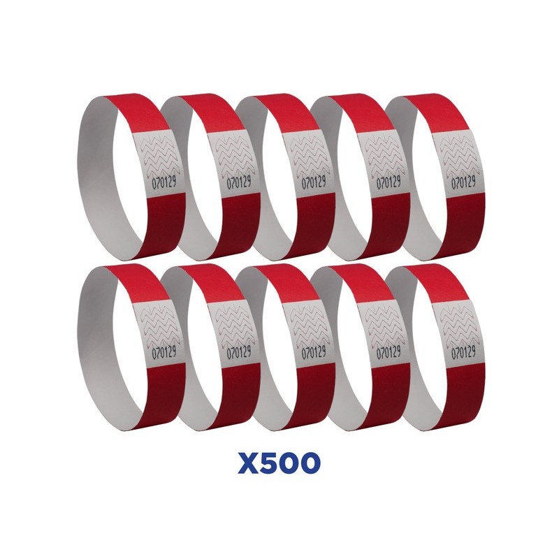 Braccialetti identificativi in Tyvek® Avery resistenti all'acqua - conf. 500 pz - rosso fluo - TYVRD-50