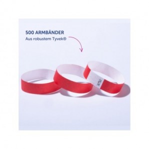 Braccialetti identificativi in Tyvek® Avery resistenti all'acqua - conf. 500 pz - rosso fluo - TYVRD-50