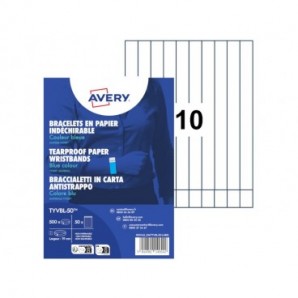 Braccialetti identificativi in Tyvek® Avery resistenti all'acqua - conf. 500 pz - blu fluo - TYVBL-50