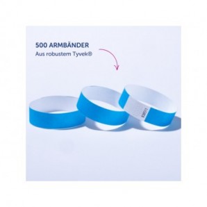 Braccialetti identificativi in Tyvek® Avery resistenti all'acqua - conf. 500 pz - blu fluo - TYVBL-50