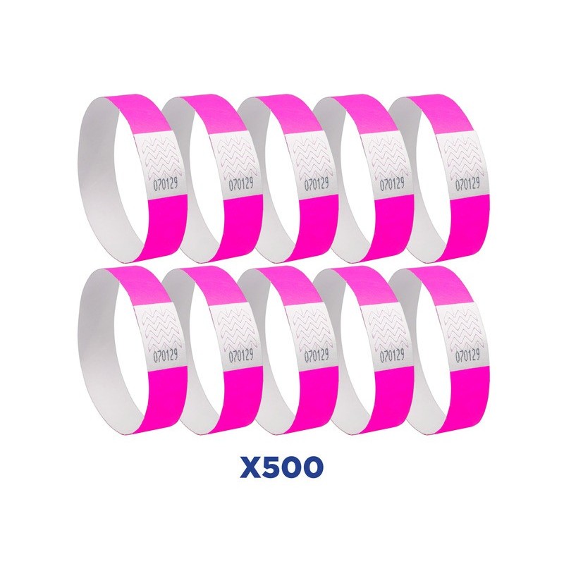 Braccialetti identificativi in Tyvek® Avery resistenti all'acqua - conf. 500 pz - rosa fluo - TYVPK-50