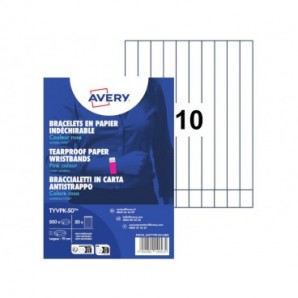 Braccialetti identificativi in Tyvek® Avery resistenti all'acqua - conf. 500 pz - rosa fluo - TYVPK-50