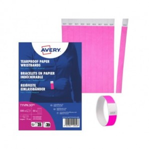 Braccialetti identificativi in Tyvek® Avery resistenti all'acqua - conf. 500 pz - rosa fluo - TYVPK-50
