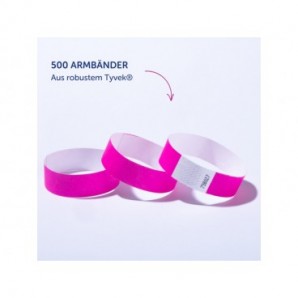 Braccialetti identificativi in Tyvek® Avery resistenti all'acqua - conf. 500 pz - rosa fluo - TYVPK-50