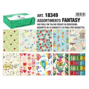 Carta regalo Kartos linea Fantasy 1 70x100 cm - conf. da 100 fogli in soggetti assortiti - 18349