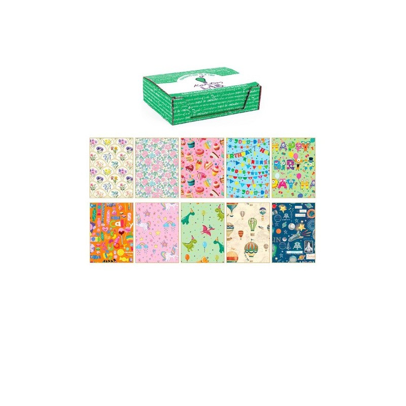 Carta regalo Kartos linea Fantasy Mix 70x100 cm - conf. da 100 fogli in soggetti assortiti - 18344