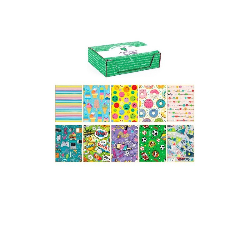 Carta regalo Kartos linea Teenagers 70x100 cm - conf. da 100 fogli in soggetti assortiti - 18341