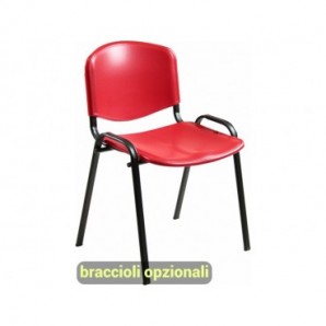 Sedia visitatore a 4 gambe Unisit Dado D5PS - struttura nera - PPL rosso - conf. 2 pz - D5PS/2/RO