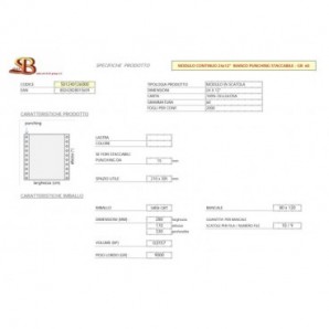 Moduli continui in carta bianca Sabacart 24x12'' 60 g/m² piste staccabili - conf. 2000 fogli - S01240126000