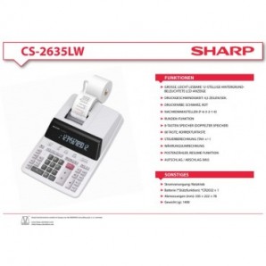 Calcolatrice scrivente Sharp a 12 cifre velocità di stampa: 4,5 linee/secondo - grigio - SH-CS2635LW