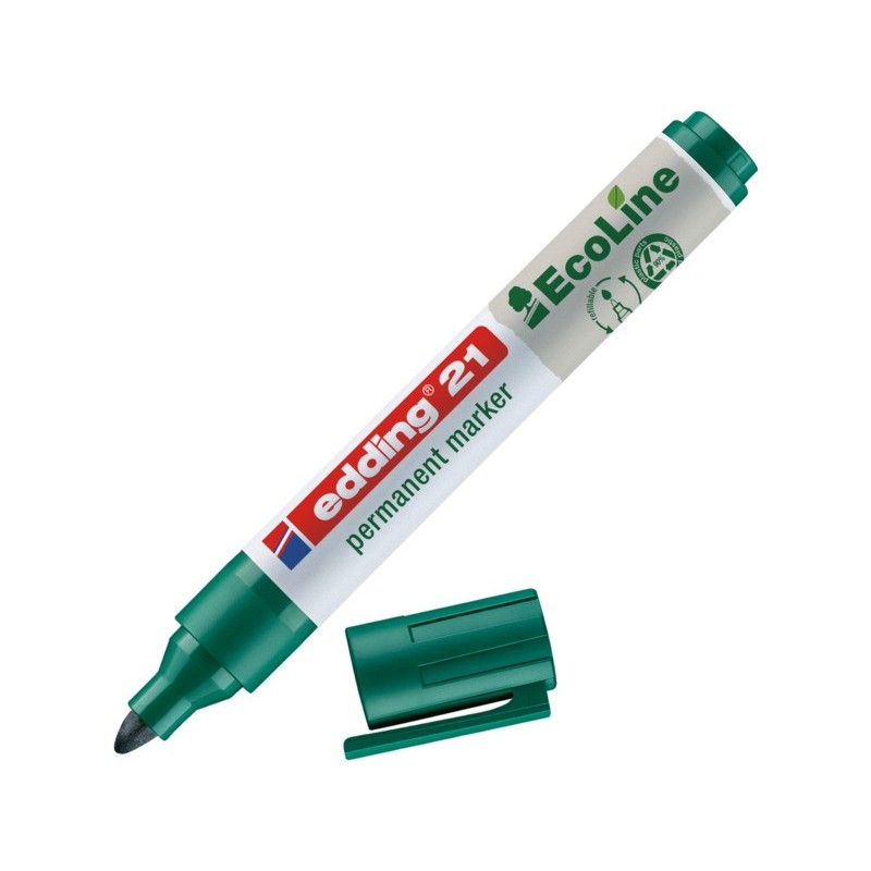 Marcatore permanente Edding 21 EcoLine punta tonda - tratto 1,5-3 mm verde - 4-21004
