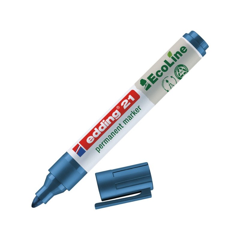 Marcatore permanente Edding 21 EcoLine punta tonda - tratto 1,5-3 mm blu - 4-21003
