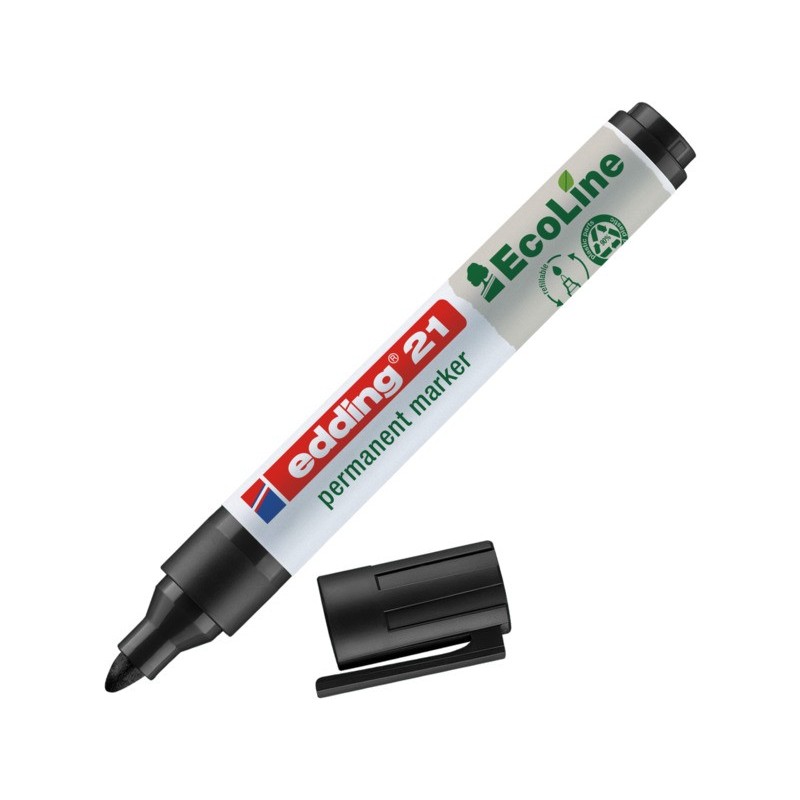 Marcatore permanente Edding 21 EcoLine punta tonda - tratto 1,5-3 mm nero - 4-21001