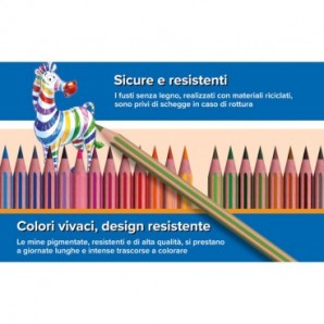 Matite colorate BIC Kids Evolution Stripes 3,05 mm con fusto esagonale in conf. 12 pezzi assortiti - 9505222
