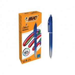 Penna a sfera a scatto BIC 4 Colours 1 mm in conf. 12 pezzi Smooth Gradient Blu 524091