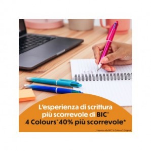 Penna a sfera a scatto BIC 4 Colours 1 mm in conf. 12 pezzi Smooth Gradient Blu 524091