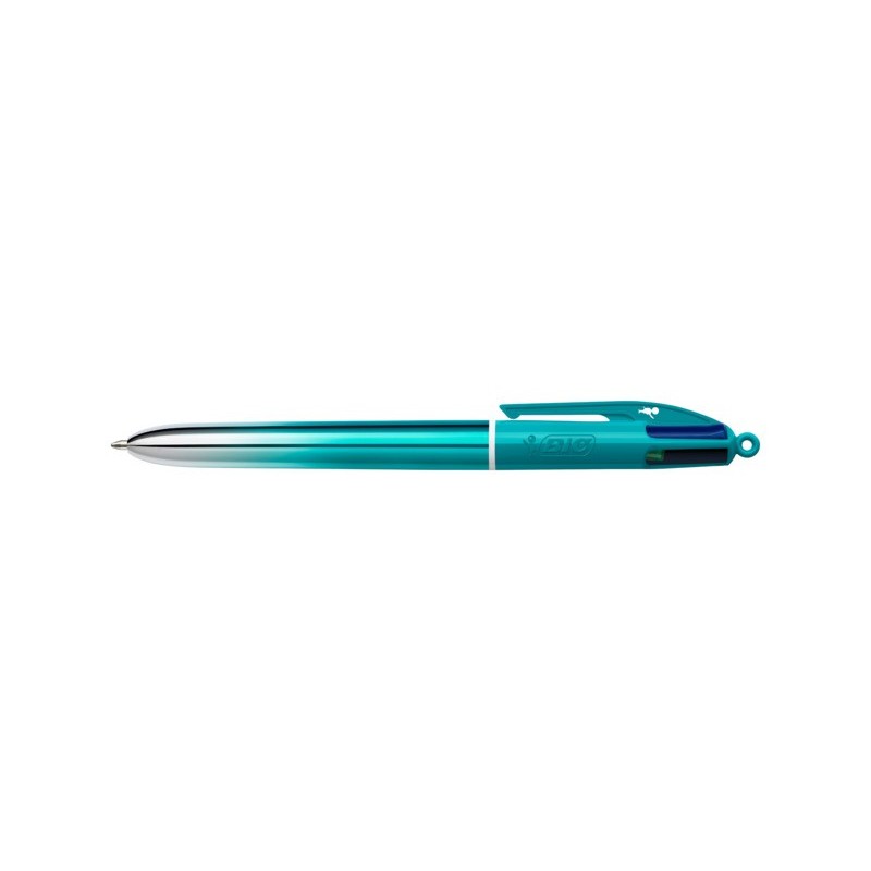 Penna a sfera a scatto BIC 4 Colours 1 mm in conf. 12 pezzi Smooth Gradient Verde Acqua - 524092