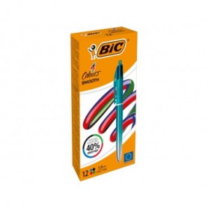 Penna a sfera a scatto BIC 4 Colours 1 mm in conf. 12 pezzi Smooth Gradient Verde Acqua - 524092