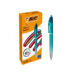Penna a sfera a scatto BIC 4 Colours 1 mm in conf. 12 pezzi Smooth Gradient Verde Acqua - 524092