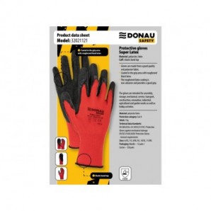 Guanti da lavoro in PL riv. lattice sul palmo Donau Safety per assemblaggio - taglia 9 - DPI Cat. II - conf. 12 pezzi