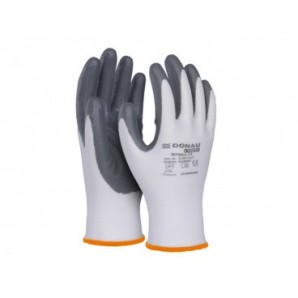 Guanti da lavoro in PL riv. nitrile sul palmo Donau Safety per ind. meccanica - TG 9 - DPI Cat. II - conf. 12 pz