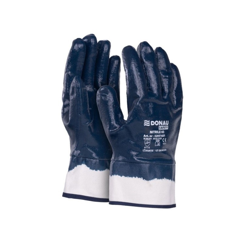 Guanti da lavoro in cotone riv. nitrile Donau Safety per ind. meccanica - TG 10 - DPI Cat. II - conf. 12 pz - 32051631-