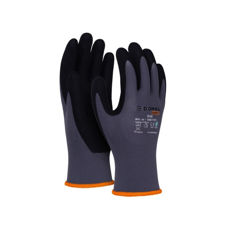 Guanti da lavoro in nylon riv. schiuma NBR sul palmo Donau Safety per logistica TG 9 - DPI Cat. II - conf. 12 pz