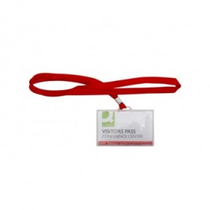 Portabadge rigido in PP Q-Connect 94x60 mm con cordoncino rosso - conf. 50 pz - KF03303