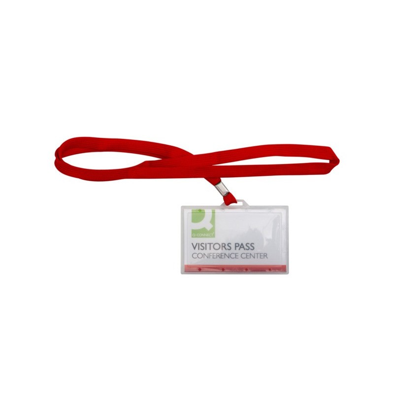 Portabadge rigido in PP Q-Connect 94x60 mm con cordoncino rosso - conf. 50 pz - KF03303