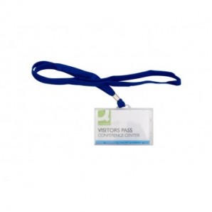 Portabadge rigido in PP Q-Connect 94x60 mm con cordoncino blu - conf. 50 pz - KF17112