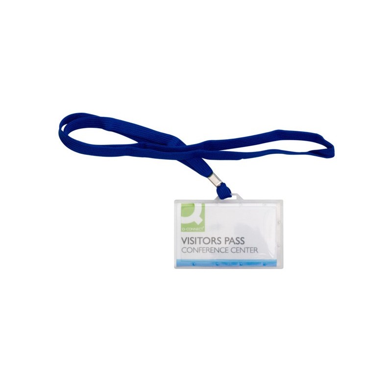 Portabadge rigido in PP Q-Connect 94x60 mm con cordoncino blu - conf. 50 pz - KF17112