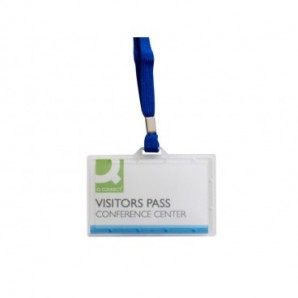 Portabadge rigido in PP Q-Connect 94x60 mm con cordoncino blu - conf. 50 pz - KF17112