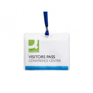 Portabadge in PVC morbido Q-Connect 154x127 mm con cordoncino blu - conf. 25 pz - KF18613