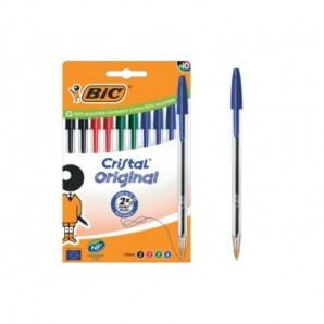 Penna a sfera BIC Cristal Original 1 mm colori assortiti - conf. 10 pz - 516354