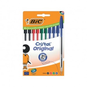 Penna a sfera BIC Cristal Original 1 mm colori assortiti - conf. 10 pz - 516354